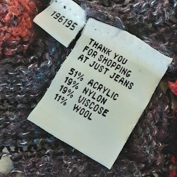 JUST JEANS Gray Pink Chevron Open Front Long Cardigan Sweater Sz XS - Picture 13 of 13